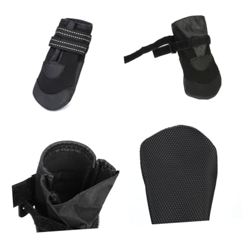 HOLIDYOYO 4 Stück Teiliges wasserdichte Warme Hundeschuhe mit Rutschfester Sohle und Reflektierendem Design Verstellbare Pet Walking Boots für Kleine Hunde für Herbst und Winter Schwarz HOLIDYOYO 4 Stück Teiliges wasserdichte Warme Hundeschuhe mit Rutschfester Sohle und Reflektierendem Design Verstellbare Pet Walking Boots für Kleine Hunde für Herbst und Winter Schwarz von HOLIDYOYO