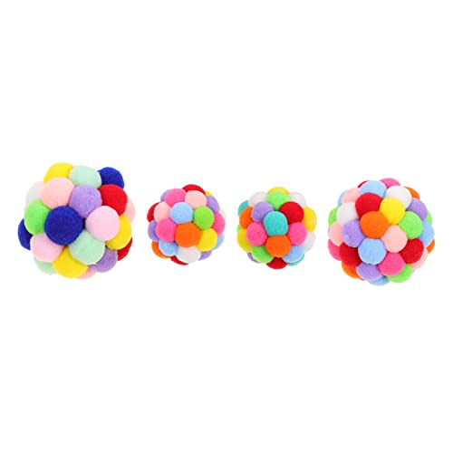 HOLIDYOYO 4 Stück lustiger Katzenball zum Necken von Katzen bunt Spielzeugkatze Spaß katzenspielzeug Interactive cat Toy Pet-Ball- Ballspielzeug für Katzen Plüsch Colorful von HOLIDYOYO