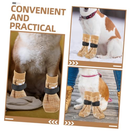 HOLIDYOYO 4 Stück rutschfeste Hundesocken für Kleine Hunde Warme Pfotenschützer mit Anti rutsch Sohle Komfortabel und Schützend bei Kalter Jahreszeit für Indoor und Outdoor Nutzung von HOLIDYOYO