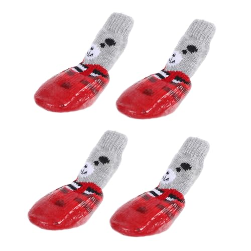 HOLIDYOYO 4 Stück rutschfeste Hundesocken mit Cartoon wasserdichte Pfotenschützer für Katzen und Hunde rutschfeste Haustiersocken für Heiße Böden Outdoor Pfoten Schutz für Senioren und von HOLIDYOYO