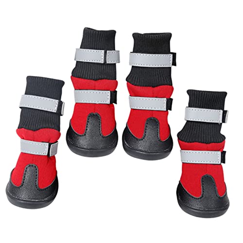 HOLIDYOYO 4 Stück wasserdichte Reflektierende Long Pet Dog Boots rutschfeste Winter Pfotenschuhe für Große Hunde Verstellbar Warm und Strapazierfähig für Schnee und Nachtspaziergänge Rot XL HOLIDYOYO 4 Stück wasserdichte Reflektierende Long Pet Dog Boots rutschfeste Winter Pfotenschuhe für Große Hunde Verstellbar Warm und Strapazierfähig für Schnee und Nachtspaziergänge Rot XL von HOLIDYOYO