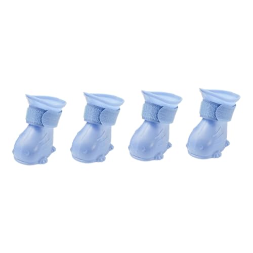 HOLIDYOYO 4 Stück wasserdichte Schuhe Hund Regen Greifer Traktion Stiefel Dog Shoes Pfote Haustierbedarf Schritt Blue von HOLIDYOYO