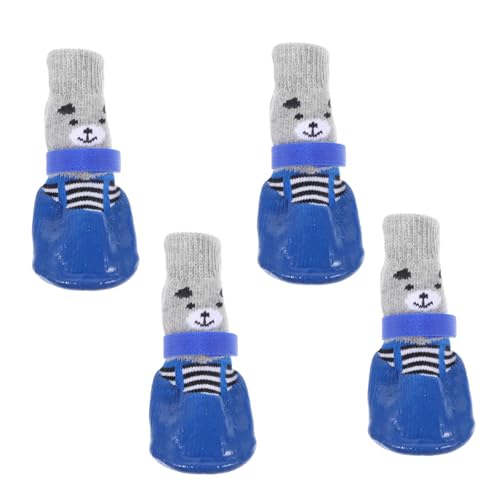 HOLIDYOYO 4 Stück wasserdichte rutschfeste Hundesocken aus Atmungsaktivem Baumwollmaterial Teiliges mit Niedlichem Cartoon Schützend und Komfortabel für Kleine Hunde für Outdoor Aktivitäten von HOLIDYOYO