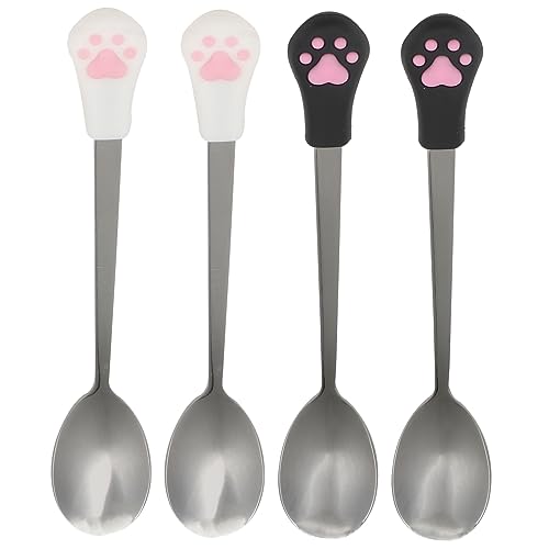 HOLIDYOYO 4Stücke Haustier Löffel Teilig für Katzen und Hunde mit Silikonbeschichtetem Griff für und Einfache Geeignet für Tägliches Füttern von HOLIDYOYO