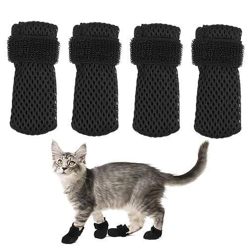 HOLIDYOYO 4Stücke Katzenkrallenabdeckungen Schützende Katzenfußabdeckungen Kratzfeste Und Atmungsaktive Für Katzen Für Medikamentengabe Und Schutz von HOLIDYOYO