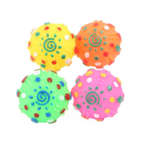 HOLIDYOYO 5 Stück Hundespielzeug mit Quietscher Widerstandsfähiger Kauspielzeug Ball aus Premium Kunststoff Interaktiver Spielball zur Beschäftigung und Stressabbau Geeignet Zufällige Farbe von HOLIDYOYO