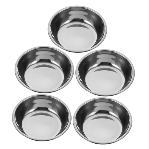 HOLIDYOYO 5 Stück Runder Futternapf für Katzen aus Edelstahl pet Water Bowl pet Food Container Behälter für Katzenfutter Fütterung groß Hundenapf für den Haushalt Futternapf für Hunde Silver von HOLIDYOYO