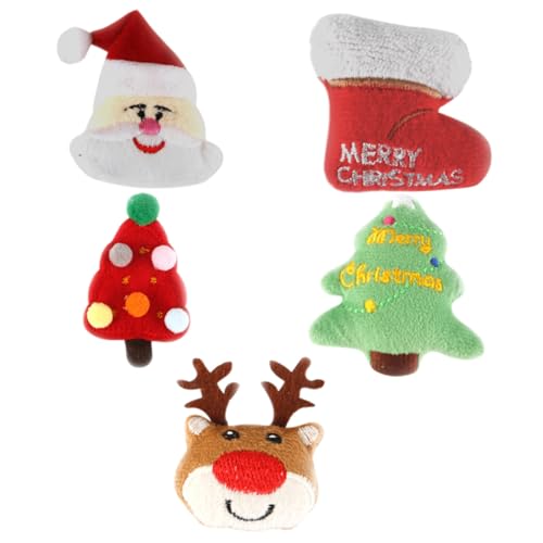 HOLIDYOYO 5 Stück Teiliges Interaktives Katzenspielzeug mit Plüsch Weihnachtsbaum Rentier Weihnachtsmann und Weihnachtsstiefel Katzenplüschtier für Indoor Katzen Spielerisch gegen von HOLIDYOYO