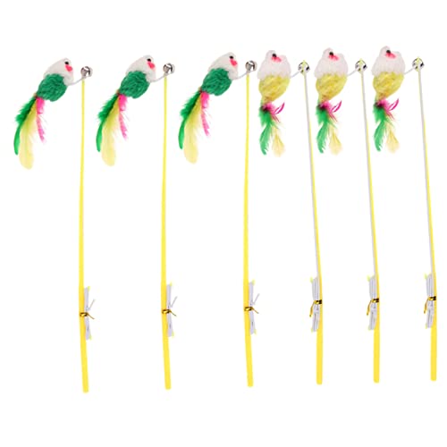 HOLIDYOYO 6 Stück Teiliges Interaktives Katzenspielzeug mit Glöckchen Federn und Mäuse für Spielerische Beschäftigung Ihrer Katze Geeignet für Drinnen Zufälligen Farben Zufällige Farbe von HOLIDYOYO