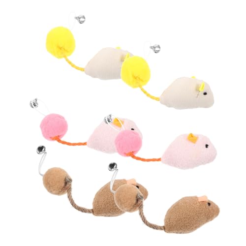HOLIDYOYO 6 Stück Teiliges Katzenspielzeug aus Plüsch Kleine Mäuse mit Glocke Interaktives Kätzchenspielzeug für Training und Spiel Fördert Aktivität und Zahnpflege für Hauskatzen und von HOLIDYOYO
