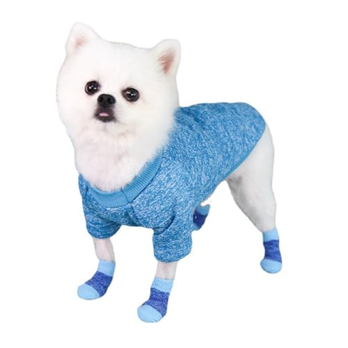 HOLIDYOYO 8 Stück Teiliges Rutsch Hundesocken aus Elastischem Material Warme Pfotenschutz Socken für Kleine bis Mittelgroße Hunde rutschfest und Bequem für Innenbereich Farblich Gemischt von HOLIDYOYO