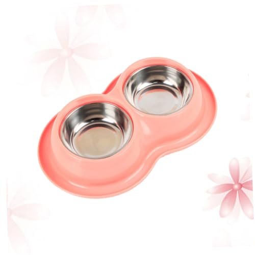 HOLIDYOYO Antibakterieller Doppelnapf aus Edelstahl für Hunde und Katzen rutschfest Leicht zu Reinigen für Futter und Wasser Platzsparendes Design Geeignet für Kleine Zufällige Farbe von HOLIDYOYO