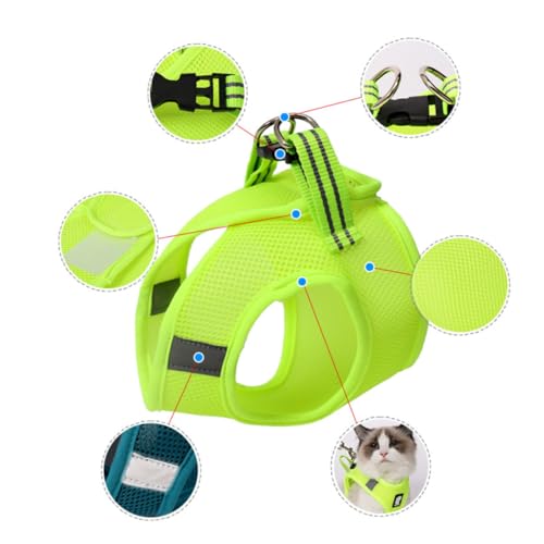 HOLIDYOYO Atmungsaktives Katzen Brustgeschirr S Weste Design Leichtes Langlebiges Bequemes Geschirr für Kleine Katzen Verstellbar Modisch in Fruchtgrün Sicherer Brustschutz für Haustiere von HOLIDYOYO