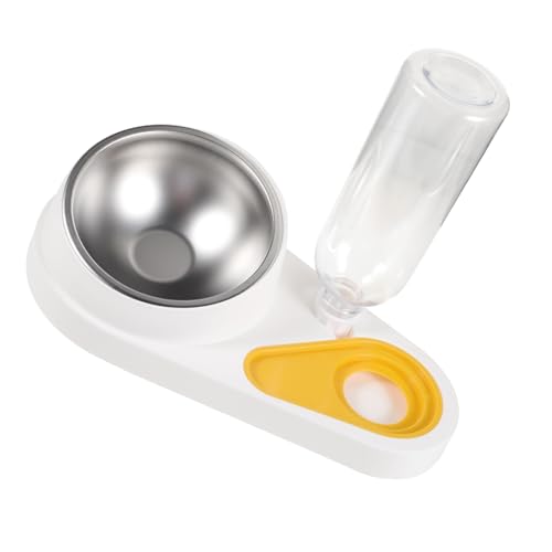 HOLIDYOYO Automatischer Haustier Futterspender Futter Wassernapf mit Rutschfestem Boden für Katzen und Hunde Kompakt Langlebig Einfach zu Befüllen Weißes Design Passend zur von HOLIDYOYO