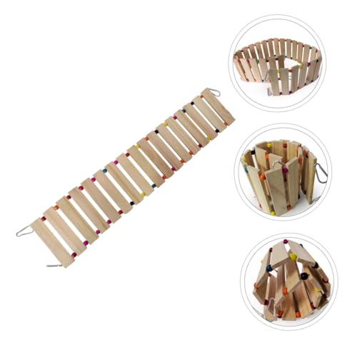 HOLIDYOYO Bunte Holzleiter Schaukel für Papageien und Hühner Robustes Natürliches Kauspielzeug mit Flexiblem Stahlhaken Umweltfreundlich Geeignet für Große bis Mittlere Vögel und Käfige von HOLIDYOYO