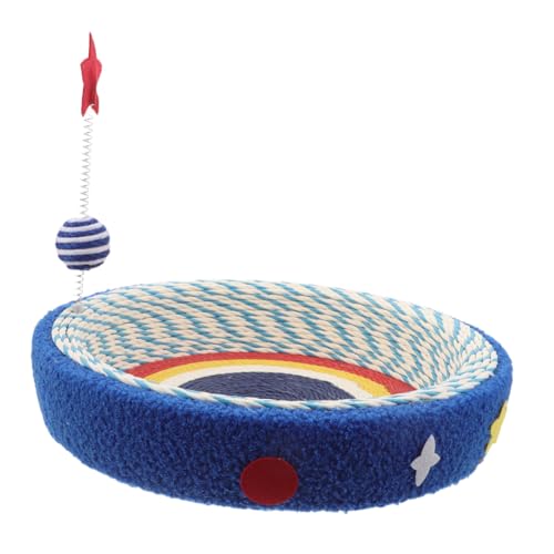 HOLIDYOYO Cat Scratcher Bed mit Sternenmuster Rundes Kratzbrett und Lounge Nest Verschleißfestes Katzenbett für Kleine Katzen bis Kratzfestes Sisal Möbel und Krallenschutz für Innenräume von HOLIDYOYO