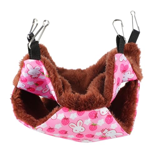 HOLIDYOYO Doppellagige Dicke Plüsch hängematte für Eichhörnchen und Zuckersegler Warmes Kleintier Nest Kleines Rosa Schlafbett Sicherer Rückzugsort im Käfig und Zuhause von HOLIDYOYO