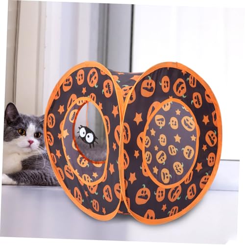 HOLIDYOYO Faltbarer Katzentunnel Halloween aus Polyester Kleiner Tier Tunnel für Katzen Kaninchen Meerschweinchen und Igel Gerader Durchgang Interaktives zur Unterhaltung und Verstecken von HOLIDYOYO