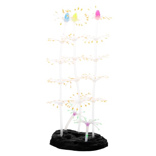 HOLIDYOYO Fluoreszierende Aquarium Dekoration Korallenfigur aus Weichem Leuchtendes Künstliches Korallenriff Fischfreundliches Versteck Lebensechte Deko für Fischbecken und Aquarien Einfach von HOLIDYOYO