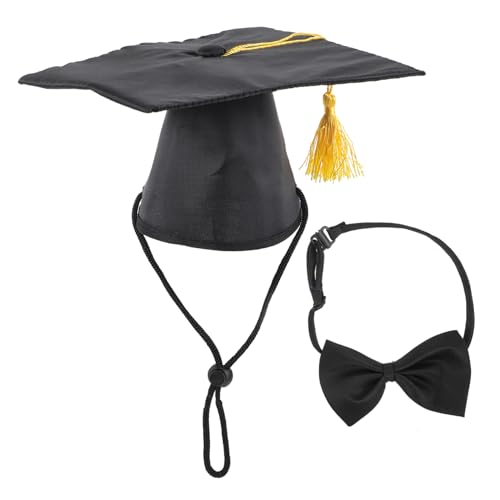 HOLIDYOYO Graduations Hundekleidung Set mit Doktorhut und Verstellbarer Hundekrawatte Niedliche Party Dreieckstuch Schärpe für Kleine und Große Hunde und Katzen Bequemes Accessoire zur von HOLIDYOYO