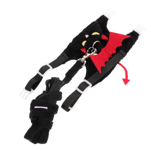 HOLIDYOYO Halloween Hasengeschirr Set mit Verstellbarer Leine für Kaninchen Meerschweinchen und Katze Robustes Haustiergeschirr für Halloween Zubehör in Dunkel Schwarz von HOLIDYOYO