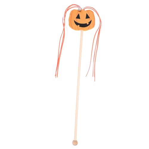 HOLIDYOYO Halloween Katzenspielzeug Interaktiver Kürbis Teaserstab mit Quaste Langlebiges Katzenspielzeug zur Stressreduktion und Bewegung Geeignet für Kätzchen und Erwachsene Katzen von HOLIDYOYO