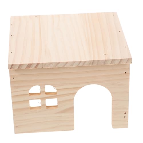 HOLIDYOYO Hamster Holzhaus mit Futter und Wasserplattform Großes Mehrkammer Versteck aus Natürlichem Holz Ausbruchsicheres Kleintierhaus Multifunktionales Spielhaus für Hamster und Kleine von HOLIDYOYO