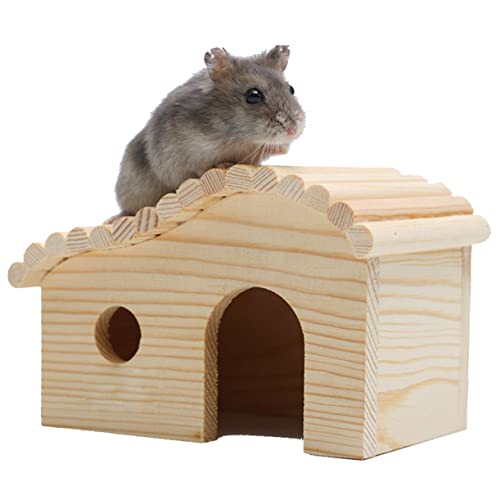 HOLIDYOYO Hamster Natürliche Holz Hamsterhütte Sicheres Versteck für Kleine Fördert Nest und Kaubedürfnisse für Hamster Mäuse von HOLIDYOYO