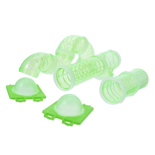 HOLIDYOYO Hamster Röhrenset Teilig DIY Käfig Rohr Verbindung Labyrinth für Kleintier Nager Haustier Außenanlage Erweiterbar Transparente Rohre und Grüne Verbindungsplatten von HOLIDYOYO