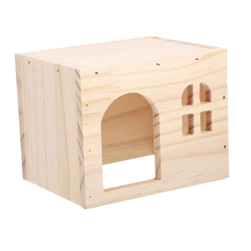 HOLIDYOYO Hamsterhaus aus Holz für Kleintiere Sicheres Versteck mit Modernem Design für Hamster Chinchillas und Andere Nagetiere und Ästhetisch Mehrkammernhaus von HOLIDYOYO