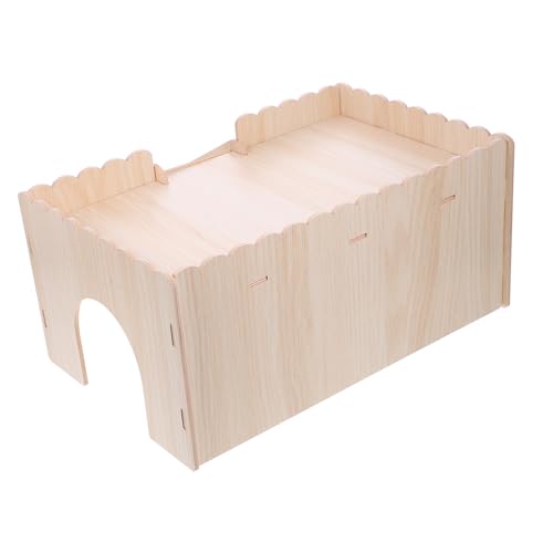 HOLIDYOYO Hamsterhaus aus Holz mit Rutsche Nagerhaus für Hamster Ratten und Meerschweinchen Praktisches Haustierzubehör Wärmendes Kleintierversteck Robust und Leicht zu Reinigen von HOLIDYOYO