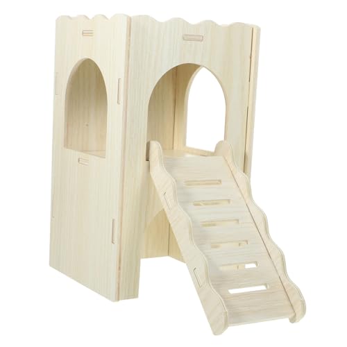 HOLIDYOYO Hamsterversteck Aus Holz Zweistöckige Hütte Für Meerschweinchen Und Hamster Für Beschäftigung Sicheres Nest Für Stressabbau Für Kleintierkäfige von HOLIDYOYO