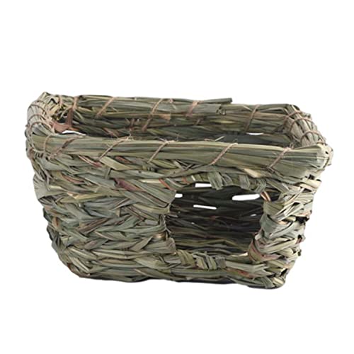HOLIDYOYO Handgewebtes Nest aus Natürlichem Schilfgras Komfortables Haustierhaus für Kaninchen Meerschweinchen und Kleintiere Langlebig Natürlich Formstabil Geeignet für Zufällige Farbe von HOLIDYOYO