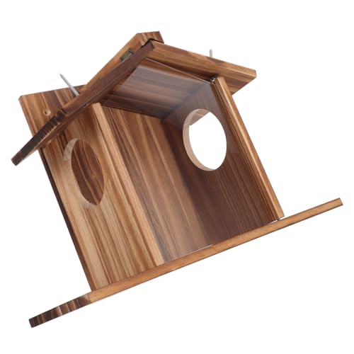HOLIDYOYO Holz Eichhörnchen Futterhaus Wetterfest Stabile Konstruktion für Außenbereich Kreativer Wandhalter Futterspender für Garten und Hinterhof Praktischer Nager Futterspender für von HOLIDYOYO