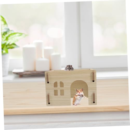 HOLIDYOYO Holz Kleintierhaus mit Sicherem Versteck Kleines Nagerhaus für Hamster Meerschweinchen Rennmäuse Einfache Stilvolles Design aus Massivem Holz für Sicheren Schlafplatz von HOLIDYOYO