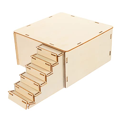 HOLIDYOYO Holz Nest für Hamster und Kleintiere Handgefertigtes Haustierhaus mit Dekorativen Aufklebern Bissbeständig für Schlaf und Vielseitig Einsetzbar von HOLIDYOYO