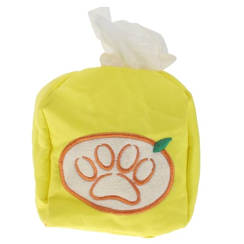 HOLIDYOYO Interaktives Haustierspielzeug Pull Tissue Toy Langlebig und Fördert Langsames Fressen Geruchstraining und Stressabbauend Geeignet für Hunde und Katzen Gelb von HOLIDYOYO