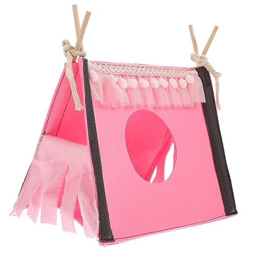 HOLIDYOYO Kaninchennest Plüsch Käfig Vlies Mäuse Heu kanninchenhäuser kaninchenhäuser Kleintiernest tierzelt meerschweinchen versteck Schlafbett für kleine Haustiere hölzern Rosa von HOLIDYOYO
