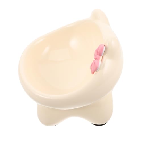 HOLIDYOYO Katzennapf Fressnäpfe Katze Wasserspender Für Welpen Haustiernapf Aus Porzellan Kleine Katzennäpfe Katzenfutterschale Futternapf Für Katzen Erhöhter Katzenteller Keramik Beige von HOLIDYOYO