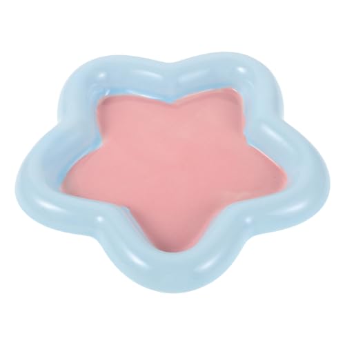 HOLIDYOYO Keramik Tiernäpfe für Kleine Hunde und Katzen Sternförmige Flache Futterschale Schnurrhautfreundlich rutschfeste Basis Hygienisch Minimalistisches Design für Kätzchen und Kleine von HOLIDYOYO