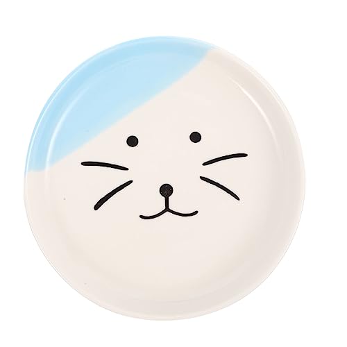 HOLIDYOYO Keramische Katzenplatte Für Futter Und Snacks Flache Wiederverwendbare Haustierplatte Im Nordic Stil Für Kätzchen Und Kleine Katzen Katzenplatte von HOLIDYOYO