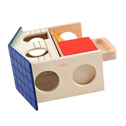 HOLIDYOYO Kleine Haustierhütte für Hamster Doppeldeckige Holzvilla mit Einzigartigem Schloss Design für Angenehm für Winter von HOLIDYOYO