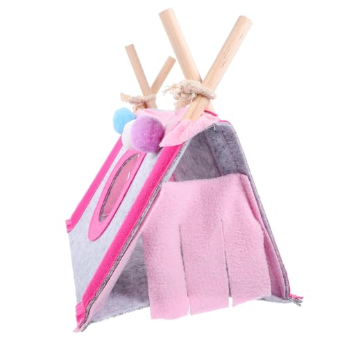 HOLIDYOYO Kleintier Versteckzelt aus Filz Waschbar Warmes Winternest für Hamster Meerschweinchen Igel und Andere Kleine Haustiere Gemütliches Schlafhaus für Käfig Rosa Design von HOLIDYOYO