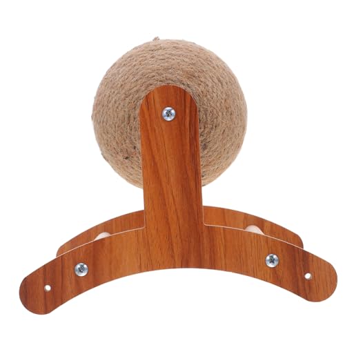 HOLIDYOYO Natürlicher Sisal Katzen Kratzball mit Holzsockel Handgewickeltes Robustes Katzenspielzeug für Indoor Katzen Interaktiver Kratzer zur Krallenpflege und Möbel Schutz Fördert von HOLIDYOYO