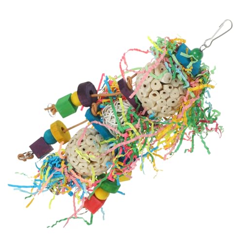 HOLIDYOYO Papageien Kauspielzeug aus Natürlichem Langlebig und Robust Buntes Hängespielzeug für Wellensittiche Nymphensittiche und Andere Vögel Sicher und Spielerisch zum Klettern und von HOLIDYOYO