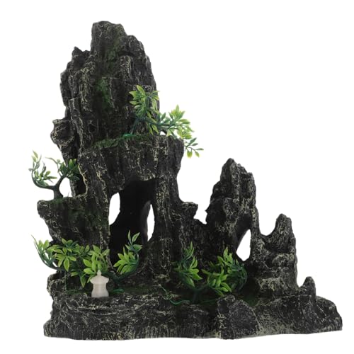 HOLIDYOYO Resin Aquarium Dekoration Künstlicher Bergfelsen für Fisch Garnelenbecken Stressfreier Versteckplatz Naturgetreue Berglandschaft Langlebig Geeignet für Aquariengrößen von HOLIDYOYO