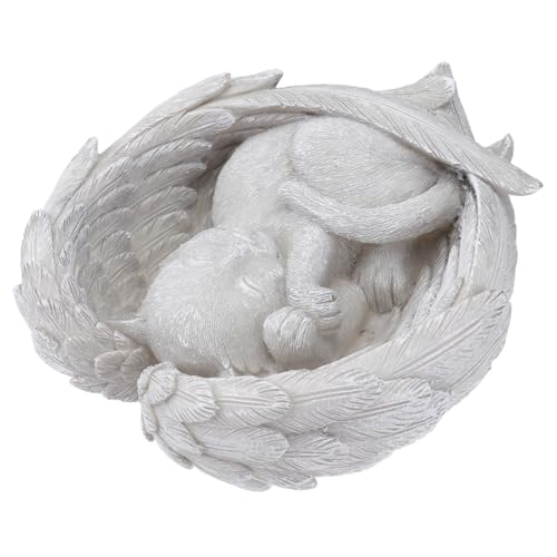 HOLIDYOYO Resin Katzen Gedenkstein mit Engelmotiv Wetterfeste Tiergrab Figur aus Hochwertigem Harz für Garten Tröstendes Pet Memorial bei Katzenverlust Teilig von HOLIDYOYO