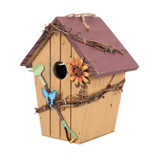 HOLIDYOYO Rural Wooden Bird House Ornament mit Schrägdach Wetterfeste Garten Hängedekoration Handgefertigtes Outdoor Haus Leichtes Rustikales Holzpendant für Innen und Außen Geschenkidee HOLIDYOYO Rural Wooden Bird House Ornament mit Schrägdach Wetterfeste Garten Hängedekoration Handgefertigtes Outdoor Haus Leichtes Rustikales Holzpendant für Innen und Außen Geschenkidee von HOLIDYOYO