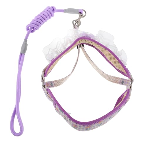 HOLIDYOYO Satz Hundeleine Katze Geschirr Gurt Welpenleine für kleine Hunde Katzengeschirrgürtel Hundekabelbaum Kätzchen-Seilleine Welpengeschirr Kätzchenkabelbaum und Leine Metall von HOLIDYOYO