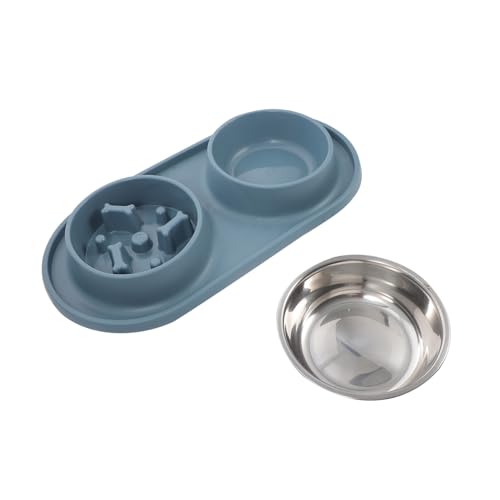 HOLIDYOYO Slow Feeder Futternapf Doppelnapf aus und für Katzen und Kleine Hunde rutschfest Verschütten Langlebig Leicht zu Reinigen für Langsames Fressen und Trinken von HOLIDYOYO